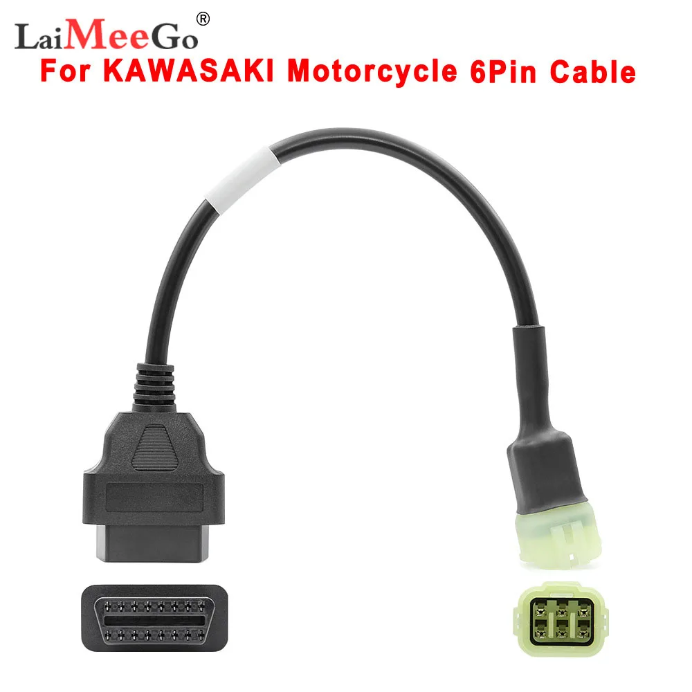 Motorcycle 6 pin Adaptor Cable Wire For Kawasaki motorcycles 6-pin to OBD2 Diagn - $106.77