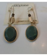 Carol Dauplaise NEW Ear Rings On Card Green Faux Stones Goldtone Hardware - £11.73 GBP