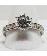 All SOLID 14K 14KT White Gold Cz Cubic Zirconia Solitaire Size 9 Ring 4.5 grams - $287.00