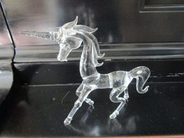 Crystal Clear Unicorn Prancing Hand Blown Unicorn Figurine 6 X 6 1/2&quot; - £97.26 GBP