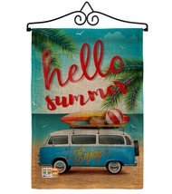 Hello Summer, Enjoy Bus Burlap - Impressions Decorative Metal Wall Hanger Garden - £26.86 GBP