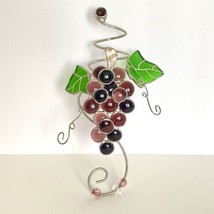 Wine Bottle Grape Bunch Stained Glass Wire Decoration For 750ml - £22.53 GBP