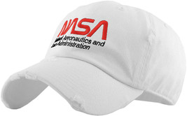 NASA Distressed Adjustable White Cap Dad Hat by KB Ethos  - £14.18 GBP