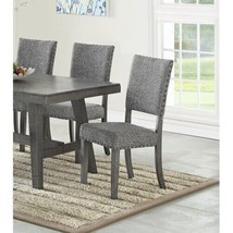 Modern Gray Fabric Upholstered Set of 2 Side Chairs Dining Room Saw Tooth Engrav - £209.79 GBP