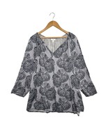 Pure Jill J Jill Blouse Womens XL Purple Black Paisley V-Neck Long Sleev... - $31.96 CAD