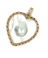 14k Oro Giallo Goccia Perla Cuore Ciondolo Oro Twist Confine - $16,360.88 MXN