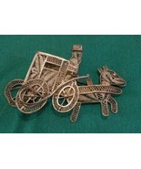 Vintage Filigree Carriage Pin; 900 Silver Jewelry Handmade Indonesia 1950s - $28.95