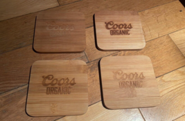 COORS ORGANIC BEER BAMBOO COASTERS SET OF 4 - £11.39 GBP