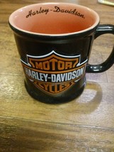 Harley Davidson Motorcycle Coffee Mug Cup Bar And Shield Logo, Black&amp;Orange  - £11.09 GBP