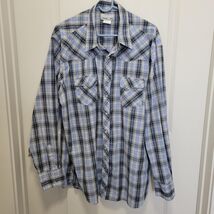 Wrangler Wrancher Pearl Snap Shirt Men Size 2XL Tall Blue Plaid Western ... - $20.54