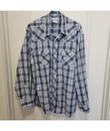Wrangler Wrancher Pearl Snap Shirt Men Size 2XL Tall Blue Plaid Western ... - €17,50 EUR