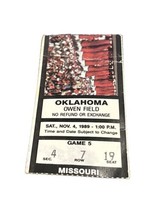 Missouri Tigers @ Oklahoma Sooners football ticket stub 11/4/1989 Probation - £11.85 GBP