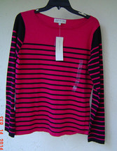 Nwt Jones New York Cotton Red Black Stripes Sweater Top Size Pxl Petite - £23.49 GBP
