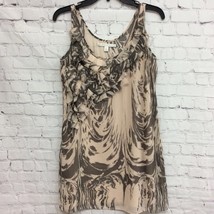 LC Lauren Conrad Womens Shift Dress Beige Abstract Lined Scoop Neck Slee... - $6.92