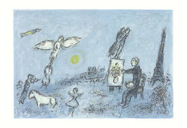 MARC CHAGALL l&#39;Envolee Magique 15&quot; x 22&quot; Lithograph 1981 Modernism Blue,... - $544.50
