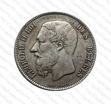 1873 Belgium 5 Francs Leopold II Effigy Of King A Very Rare &amp; Sort After COPY Co - £11.78 GBP