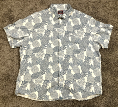 UNTUCKit Shirt Mens XXL Blue Floral Hawaiian Pineapple Relaxed Fit Linen... - £22.85 GBP