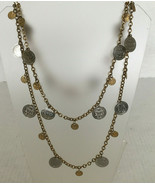vintage fake asian coins long chain necklace retro  good luck gambling n... - $19.75