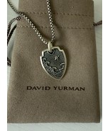 David Yurman Waves Shield .925 Sterling Silver Pendant &amp; Box Chain 22&quot; - $692.98