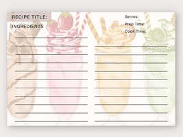 Watercolor Recipe Cards, Beverages, Fun Drinks, Cocktail Drinks, 25 pcs - $14.00
