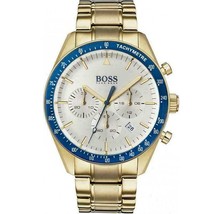 Hugo Boss HB1513631 Trophy Mens&#39; Cream &amp; Gold Stainless Chrono Steel Watch + Bag - £84.12 GBP
