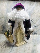 Purple /Beige  Vintage Santa Claus Christmas Tree Topper. 17 Inches Tall. - £115.89 GBP