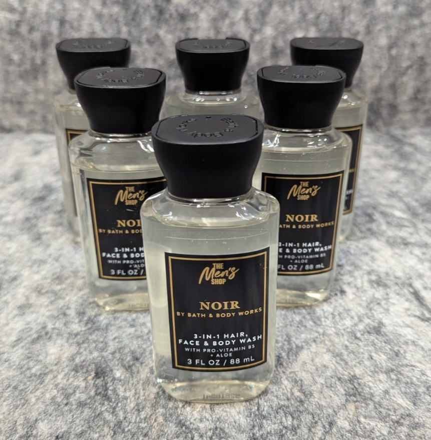 6 New MEN&#39;S NOIR ~ 3in1 TRAVEL HAIR, FACE &amp; BODY WASH ~ Bath &amp; Body Works - $32.99
