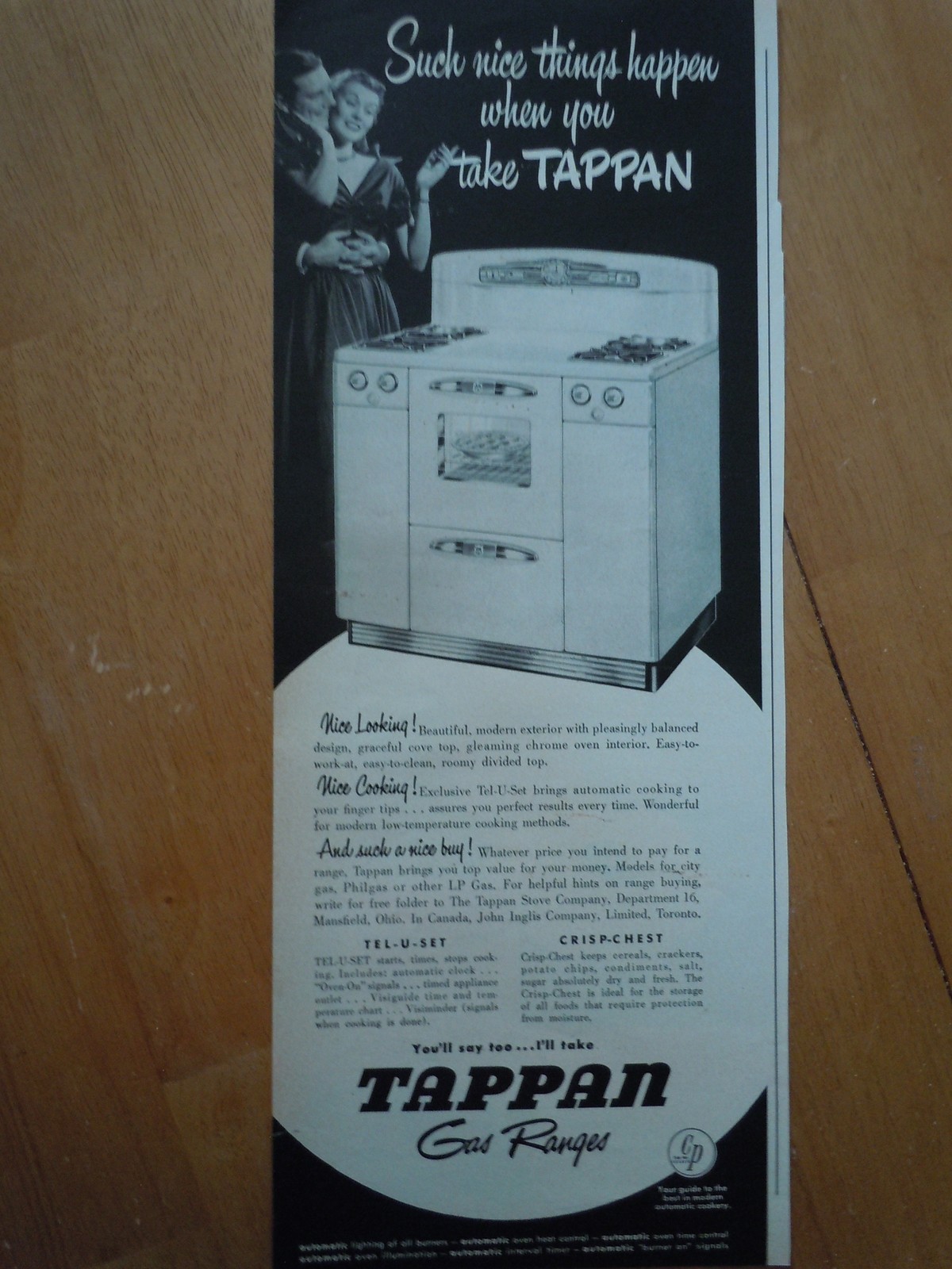 Tappan Gas Range Nice Things Happen Print Magazine Advertisement 1950 - $4.99