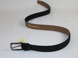 Men Genuine Basket weave Suede Soft Leather Belt PIERO ROSSI Turkey # 1002 Black image 5