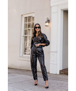 Soft Lambskin Leather Women Party Genuine Casual Pant Black Handmade Sty... - $158.41 CAD+