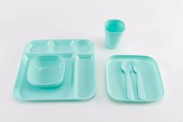 Your Zone ~ Six (6) Piece Set ~ Kids Dinnerware ~ Plastic ~ Mint Green - £11.71 GBP