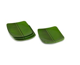 7.5 Inch Banana Leaf Square Ice Cream Starters Serving Melamine Plate pa... - £26.10 GBP