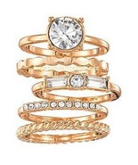 Ring Party Rings Multi Pack Stacking 5 Ring Set ~ Goldtone ~ Size 8 ~ NE... - £15.54 GBP