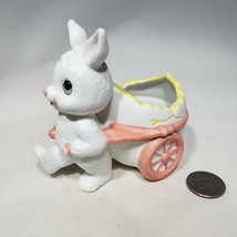 VTG Bunny Rabbit Pulling Cracked Egg Wagon Matte Ceramic Planter Figurine Easter - £15.94 GBP