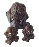 Dog Basset Hound Puppies Brown Glazed Ceramic Japan Figurine Long Ears V... - $32.51 CAD