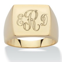 Mens 14K Gold Over Sterling Silver Personalized Initial Ring 8 9 10 11 12 13 - £95.63 GBP