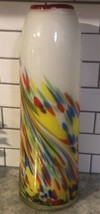 Vintage Hand Blown Murano Style Art Glass Vase Multicolor Splatter Desig... - $107.80