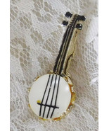 Vintage Figural Banjo Pin   1 1/2&quot; H x 9/16&quot; W   Miniature Musical Instr... - £14.97 GBP