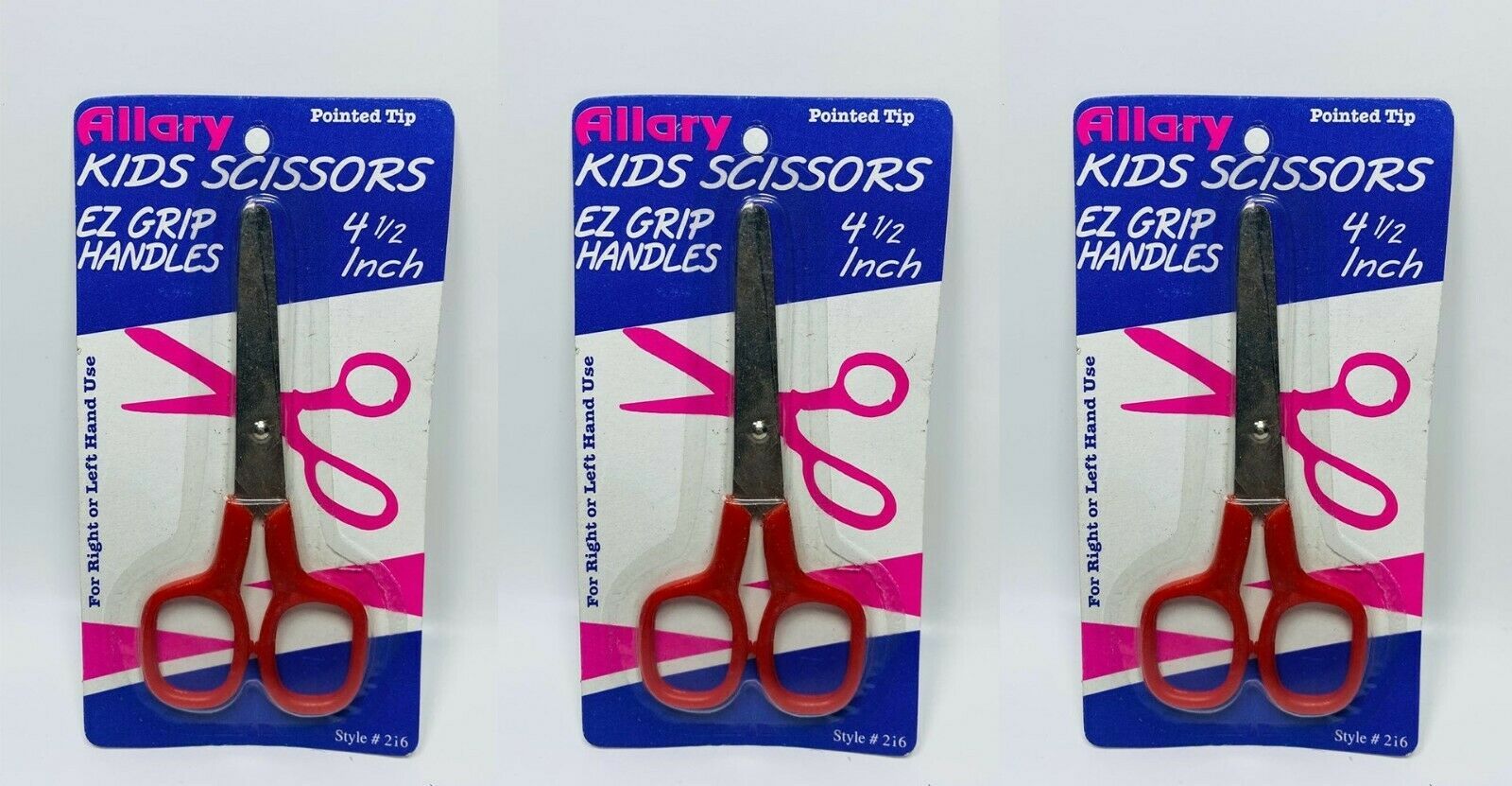 Menge Von 3 Allary Kinder Schere 11.4cm Einfache Griff Griffe - Rot - $6.91
