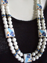 Atomic Amoeba Square Beads Round and Barrel Bead Necklace Japan 80s 90s ... - $18.99