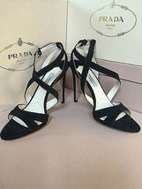 New PRADA Black Suede Open Toe Pumps Heels Size 35.5 Women&#39;s Shoes S1 - £334.62 GBP