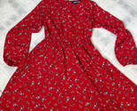 Lands&#39; End Girls Sz 8 Red  Blue floral Print Smocked Waist Modest Long S... - $18.51