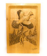 Folk Art Wood Carving Bas Relief Hunter Chasing The Partridge C Lefebvre... - £75.97 GBP