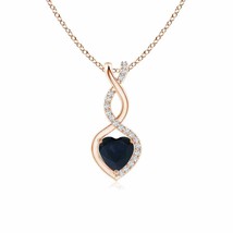 Authenticity Guarantee 
ANGARA 5mm Sapphire Infinity Heart Pendant with Diamo... - £376.47 GBP