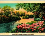 Generic Scenic Landcape Greetings From Vicksburg Michigan MI Linen Postc... - £3.07 GBP