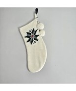 Hearth &amp; Hand Magnolia Christmas Stocking Green Holly Snowflake Pom Poms... - £9.15 GBP