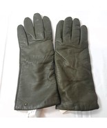 Vintage Aris Leather Gloves Cashmere Lined Womens Size 8 olive Green sty... - $70.16 CAD