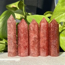 Strawberry Quartz Healing Crystal Tower Point Witch Wand Obelisk Home Decor Gift - £25.56 GBP