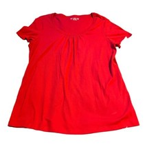 Cato’s Red Top Shirt Blouse Women&#39;s Red Scoop Neck 18 20 W Short Sleeve Pleated - $13.09