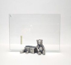 Vintage Pewter Teddy Bear Toys Blocks 5x7 Floating Photo Picture Frame Standing - £15.55 GBP